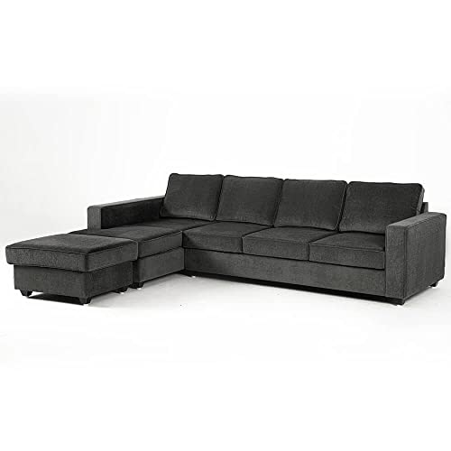 Image of Wakefit Sofa Set | 3 Year Warranty | Sofa 3 Seater, 3 Seater Sofa for Living Room, Wooden Sofa Set, 3 Seater + Left Aligned, Sofa for Living Room - Napper(Malphino : Smoke Grey)