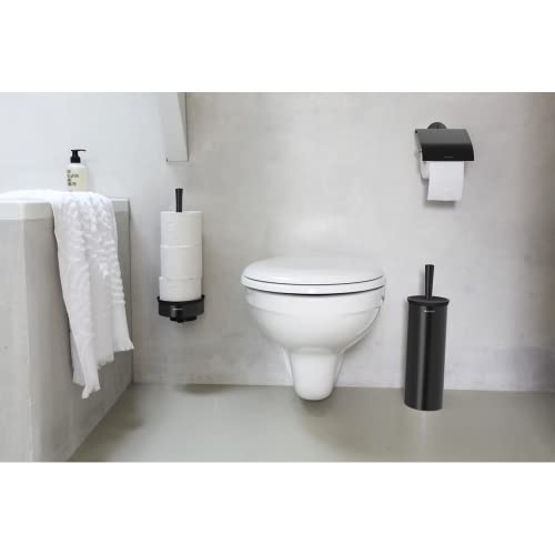 Image of Brabantia Profile Toilet Brush and Holder (Black) Freestanding /Wall-Mounted Toilet Bowl Cleaner with Discreet Case Stand for Bathroom