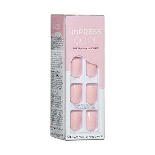 Kiss Impress Color Polish-Free Solid Color Press On Nails, Purefit Technology, Short Length, 'Pick Me Pink', Includes Prep Pad, Mini Nail File, Cuticle Stick And 30 Fake Nails #TOP7