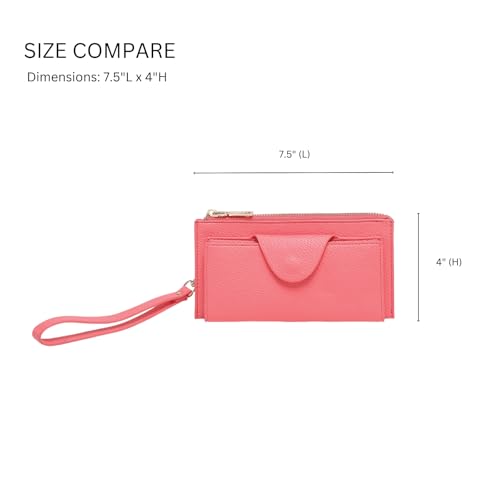 JEN & CO. Kyla Wristlet Wallet for Women Vegan Leather Large Capacity RFID Blocking Credit Card Holder Coin Purse (Taupe)3