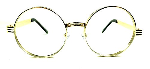 Dweebzilla Round Luxury Thick Bold Frame Hippie Sunglasses w/Clear Circle Lenses2