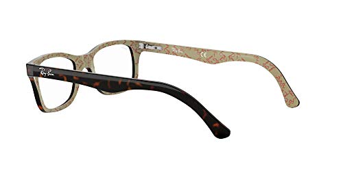 Ray-Ban Rx5228 Square Prescription Eyeglass Frames, Dark Tortoise On Beige Texture/Demo Lens, 55 Mm #TOP4