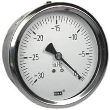 WIKA 9767002 Liquid Filled Vacuum Gauge, 2-1/2 Inch Dial 0-30 IN Hg