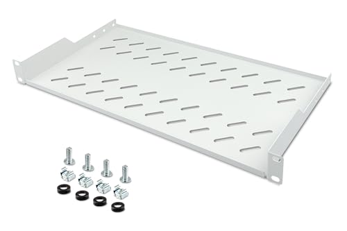 DIGITUS Fachboden zum Festeinbau – 19-Zoll 1HE – 250 mm Tief – Grau – Ansicht 7