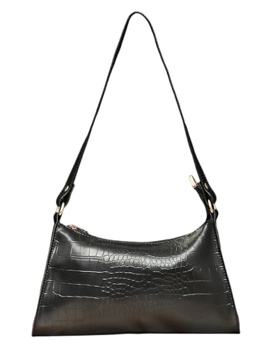 Image of Bagsy Malone Women's Croco Black Shoulder Bag