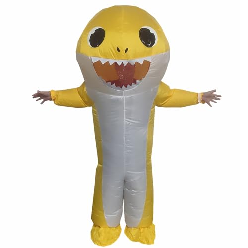 Inflatable Costume Adult Blow Up Shark Costume For Halloween Birthday Gift Role Playing Game Party Costumes (YELLOW)