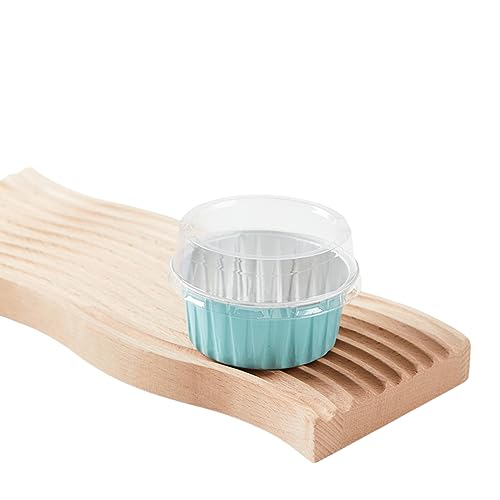 ケーキベーキングカップ マフィンライナーカップ かわいい 蓋付き 使い捨てホイルラメキン アルミカップケーキライナー アルミホイルプリンカップホルダー パン (ブルー,100個)