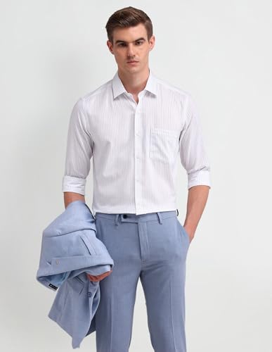 Image of Arrow Slim Fit Mens Formal Shirt - 100% Cotton, Breathable & Comfortable, Full Sleeves Shirts for Men