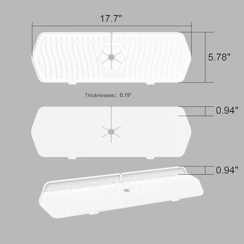 Image of Faucet Guard - 90 Foldable Draining Mat for Kitchen Sink with 2 Drain Ports, White, 17.7 inch*5.66 inch