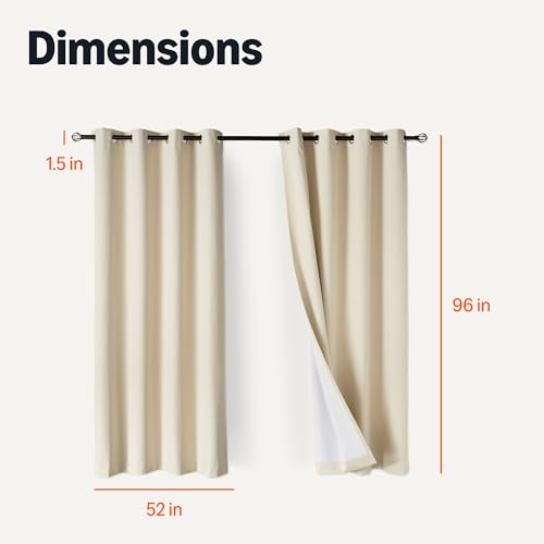Image of Amazon Basics 100% Blackout Curtains with Grommets, Blocks Sunlight, Reduces Outside Noise, Machine Washable, 52 x 96 Inches, Beige, 2 Panels