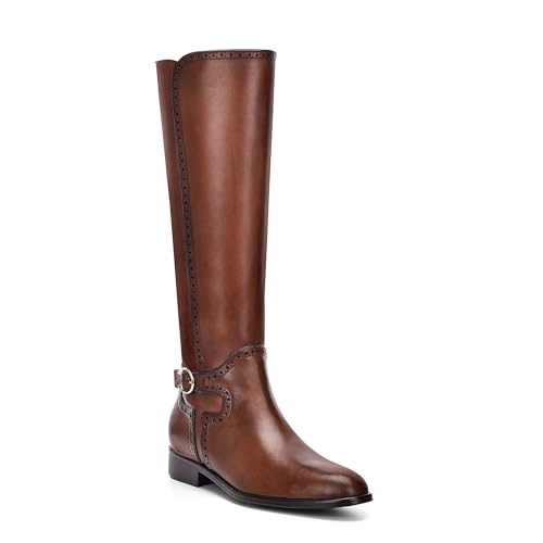 FRANCO CUADRA Women's Riding Boot in Genuine Leather Honey Brown2