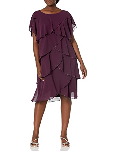 Image of S.L. Fashions Womens Plus Size Capelet Tier Dress with Beaded Detail