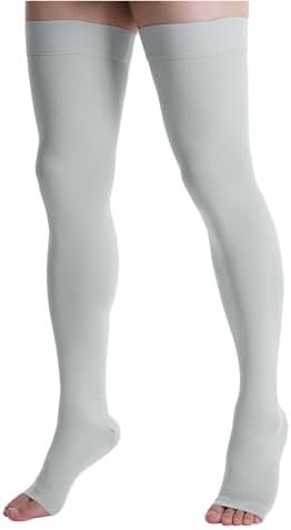 Doc Miller Thigh High Compression Socks - Open Toe, 20-30mmHg for Varicose Veins, Calf, Leg & Ankle Support, Pregnancy & Maternity Stockings, Small to Plus Size