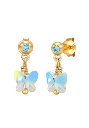 Pendientes mariposa niña plata 925 colgantes pequeños con cristales brillantes infantiles