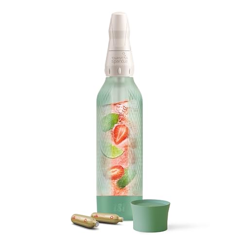 iSi Twist'n Sparkle Virtuoso Machine à gazéifier 0,95 l – Machine à soda pour eau pétillante, jus et cocktails – Machine à gazéifier et à soda avec housse en silicone antidérapante – Machine à eau