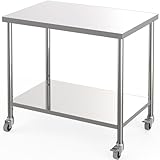 GarveeHome Edelstahltisch Lebensmittelzubereitung Arbeitstische 61×92 cm Heavy Duty Commercial Mit Unterregal und Aufkantung Für Restaurant/Küche/Haus/Hotel