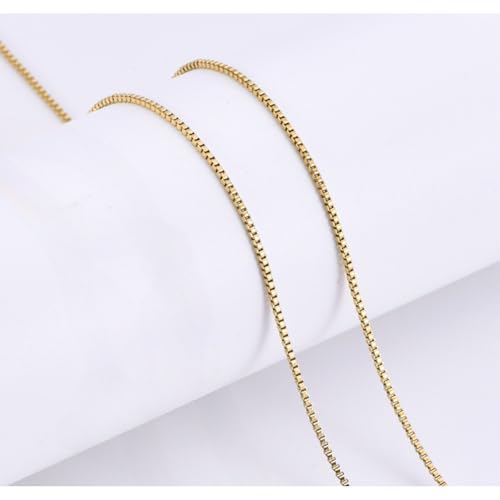 14K Solid Yellow Gold Box Chain Necklace for Women & Men, Gold Jewelry for Gift(0.6mm,1mm - Available in 16-24 Inch Lengths) (0.6 mm-16 inch)3