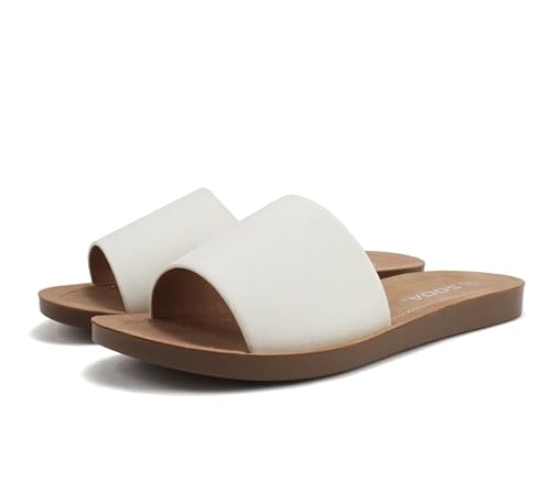 Image of Soda Shoes Efron-S Women Flip Flops Basic Plain Slippers Slip On Sandals Slides Casual Peep Toe Beach