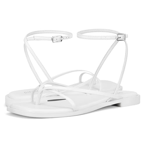 Image of Womens Flats Sandals Square Toe Strappy Ankle Strap Flats