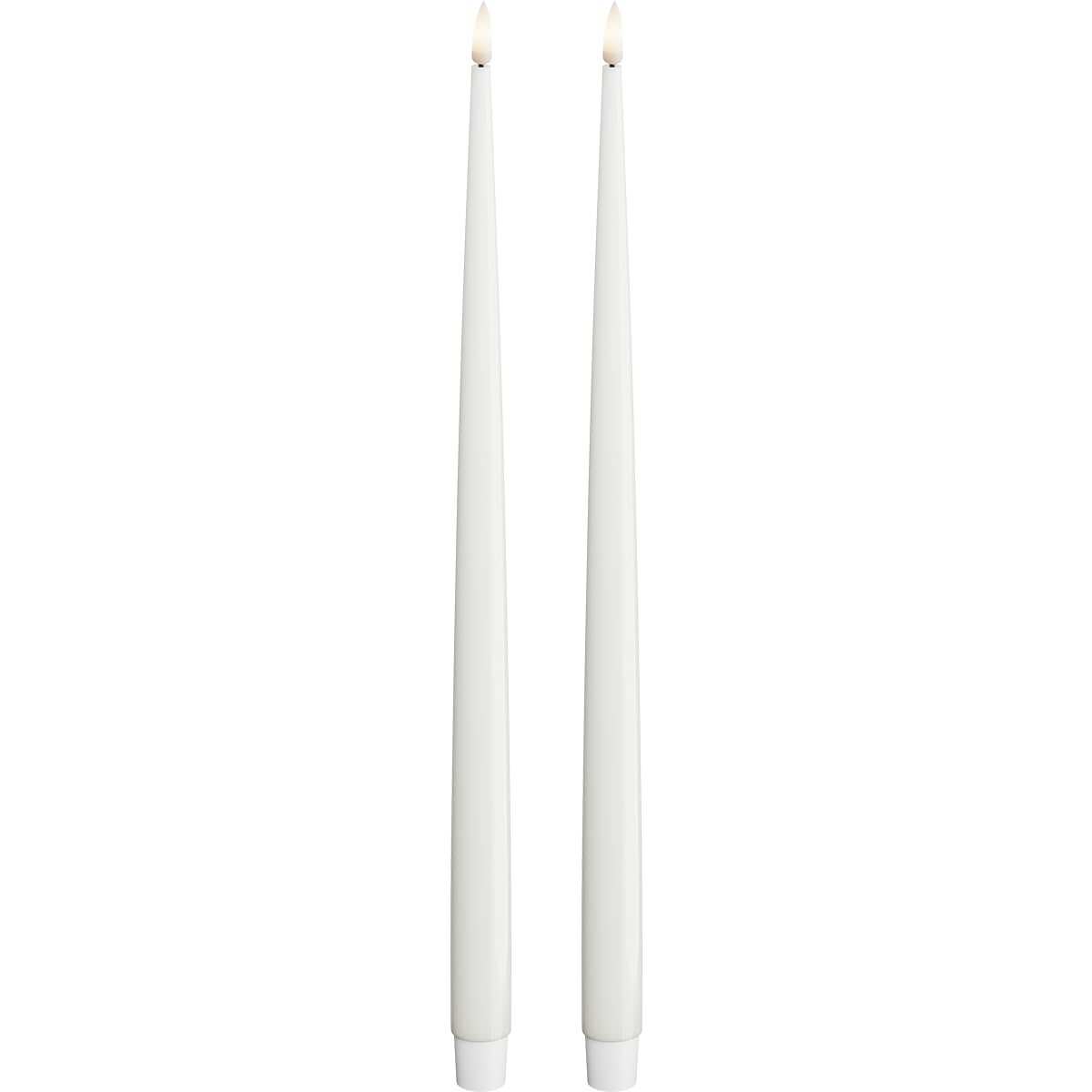 Deluxe Homeart White Indoor Flameless Led Dinner Candle - Set Of 2 - With Real Flame™ Technology - Battery Powered Candle (38 Cm, )