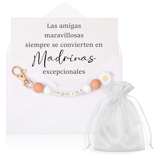 Hestya Regalo Madrina Quieres Ser Mi Madrina Llavero de Madrina Tarjeta Gracias Madrina con Sobre Regalo Sorpresa para Anuncio Bautizo Confirmación Navidad Cumpleaños (Madrina Excepcionale)