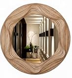 Handmade Asymmetrical Wood Wall Mirror – Natural Birch Plywood Wavy Frame, Irregular Modern Design for Bathroom Vanity, Bedroom, Living Room & Boho Home Decor – 12 Inch