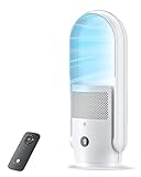 ULTTY Bladeless Tower Fan, Bladeless Fan with Air Purifier, Ultra Queit with Remote, Touch, Timer, HEPA Filter, 60cm High 9 Speeds, 3 Modes, CR021 White