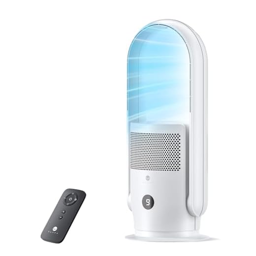 ULTTY Bladeless Tower Fan and Air Purifier in one, 90° Oscillating Bladeless Fan with Remote, Touch, 8H Timer, Floor Fans for Bedroom Whole Room Home Office CR021, White