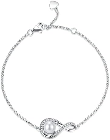 Gemlanto 925 Sterling Silver Bracelet Created Amethyst February Birthstone Infinity Bracelets for Women, Birthday Anniversary Valentines Day Jewellery Gifts for Her Women Girls Mum, Adjustable Chain 17+1.5+1.5CM