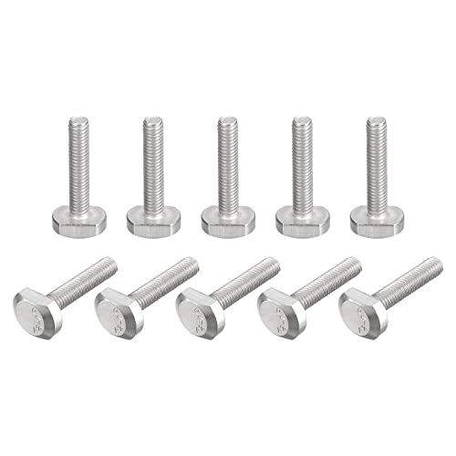 uxcell T-Slot Bolts, 10pcs M6x30mm T Slot Drop-in Stud Sliding Bolts 304 Stainless Steel T Shape Screws for T Track