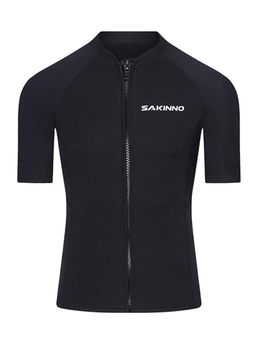 Men 2mm Neoprene Diving Wetsuit Top Short Sleeve Zipper Stretchy Swim Tops Shirt for Scuba Surfing miniatura 1