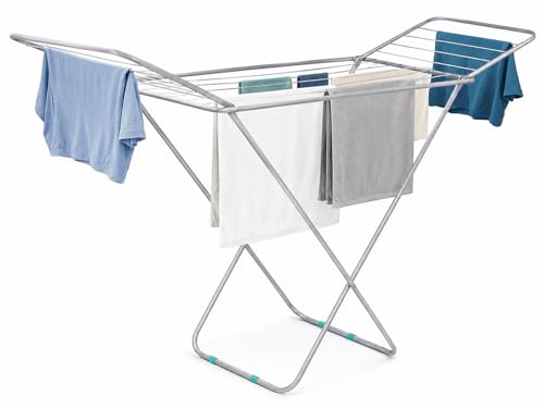 Lexi Clothes Airer Foldable Drying Rack 18m Laundry Airer Clothes Horse with Wings Heavy Duty Metal Indoor Outdoor Airer 23 Bars Grey
