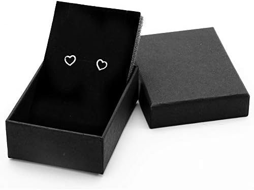 Silver Heart Stud Earrings - 925 Sterling Silver Studs with Sparkling Cubic Zirconia, Birthday Christmas Gifts for Women