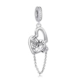 MiWangLing Handcuff Heart Interlocking Dangle Charm Love Forever Bead for European Bracelet Women Present