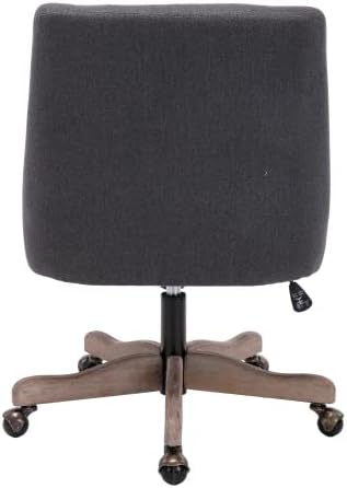 Miniatura 5 de Silla de oficina, moderna silla giratoria con respaldo copetudo y ruedas lisas, silla de ocio sin brazos ajustable en altura con base de madera y