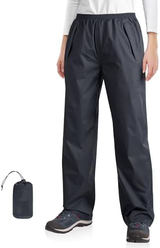 33,000ft Damen Regenhose wasserdichte Fahrrad Überziehhose Outdoor Hosen | Leichte, Reflektierende, Atmungsaktive Wanderhose mit Taschen, Winddichte Trekkinghose zum Golf, Angeln,