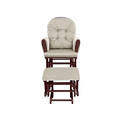 Image of Suite Bebe Mason Nursery Rocking Chair with Ottoman, Wooden Glider for Baby Nursing, Smooth Gliding Rocker, Beige and Espresso