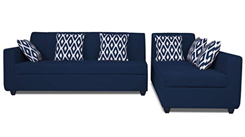 Image of Adorn India Rio HighBack L Shape 6 Seater Sofa Set (Right Hand Side) (Blue) (3 Year Warranty)