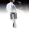 Dynamic Microphone with Cardioid Pickup Pattern, Retro Stage Mic for Live Performances and KTV Singing, Adjustable Swing Mount, Zinc Alloy Body, Includes XLR to 6.35mm Cable and St (Silver) #5