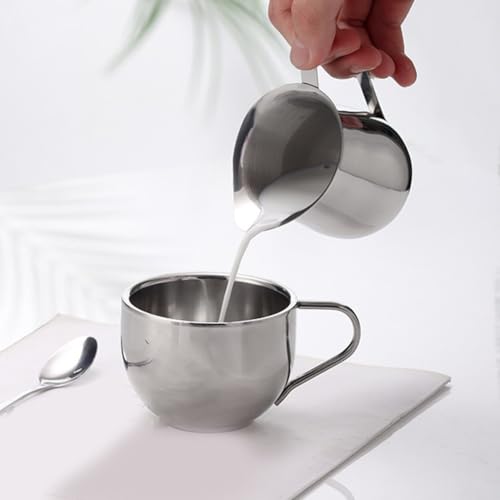 Bricco per latte per preparare il caffè, in acciaio inox, con versamento per latte macchiato e altro (90 ml)