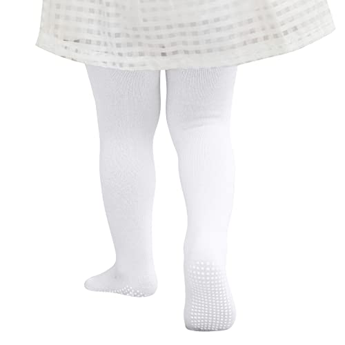 Zando Baby Tights For Girls Non Slip Grip Soft Comfortable Cotton Pantyhose Infant Seamless Leggings Toddler Thick Solid Knit Socks Warm Cute Baby Newborn Infant Stockings White M #TOP22