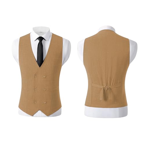 JinXuanYa Mens 3 Pieces Suit with Plaid Pattern, Business Formal Tuxedos for Prom Wedding(Blazer + Pants + Vest)2