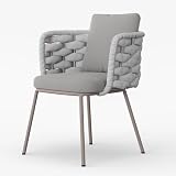 78.74'' 7-piece Outdoor Patio Dining Set, Sintered Stone Table with Rope Woven Chairs for 6, Stylish Gray & White Furniture for Backyard, Garden, Or Balcony Light Gray