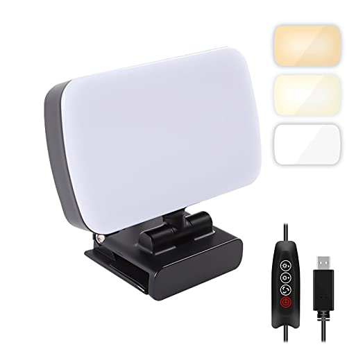 WANGCL Con soporte, iluminación de videoconferencia, luz de zoom pequeña con 3 modos de luz para grabación de video, maquillaje, etc. (alimentación USB regulable)