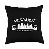 Milwaukee Wisconsin Brew City Est. 1846 City Skyline Throw Pillow