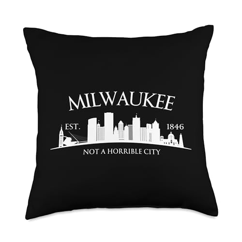 Milwaukee Wisconsin Brew City Est. 1846 City Skyline Throw Pillow