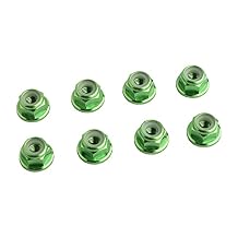 8PCS Flange M4 Lock Nuts Serrated Nylon Self-Tightening Aluminum M4 Wheel Hardware for Axial HPI TLR ECX Model RC Car Vehicles Upgraded Replacement Parts Green