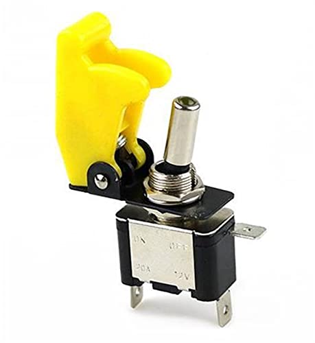 Interrupteur à bascule lumineux 12V avec cache de sécurité avion jaune GUMMMY