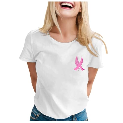 Photo de Générique T-Shirt Sensibilisation Cancer du Sein Pensée Positive Grand Format Fitness pour Amie Force Positif Voyant Cadeau Solidarité Coton Souple