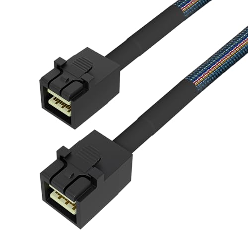 Buacoz SFF-8643 to SFF-8643 Host-to-Host SAS Cable 0.5M/1.64FT 12Gbps Dual-Port Direct-Attach Cable for Servers, RAID Controllers, JBOD Storage Expansions, Shielded High-Speed